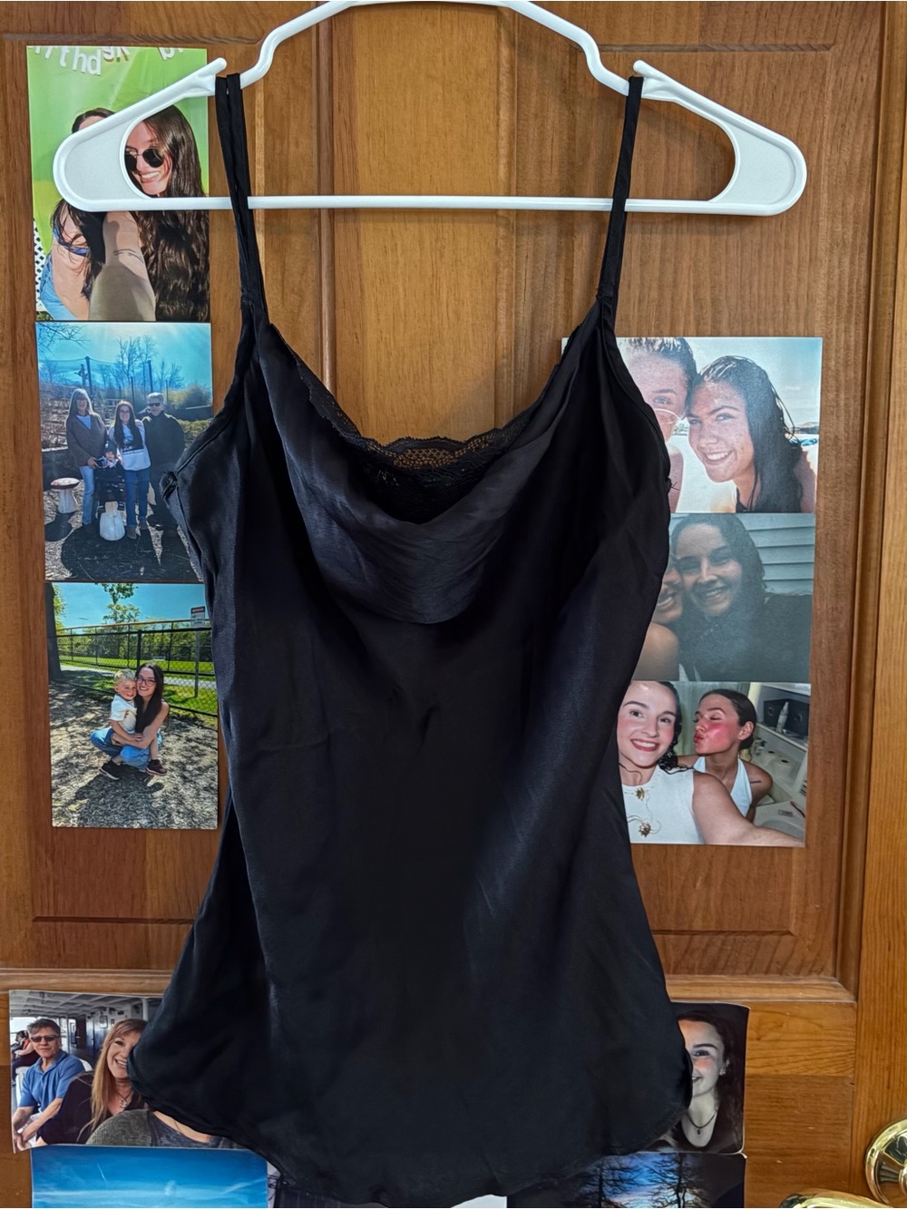 Black Lace-Trim Satin Cami Top - Women